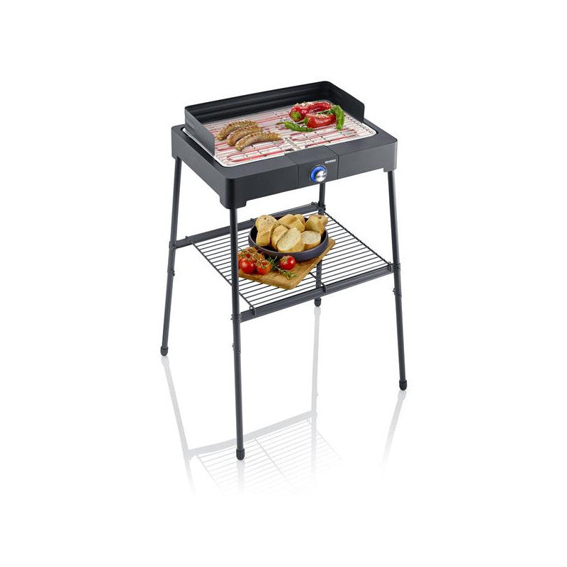 Barbecue Sur Pieds  Noir   2200 W  Th° 44,5x26cm Grille Inox  Pare-vent   - 8566 Severin - Mathon - 1