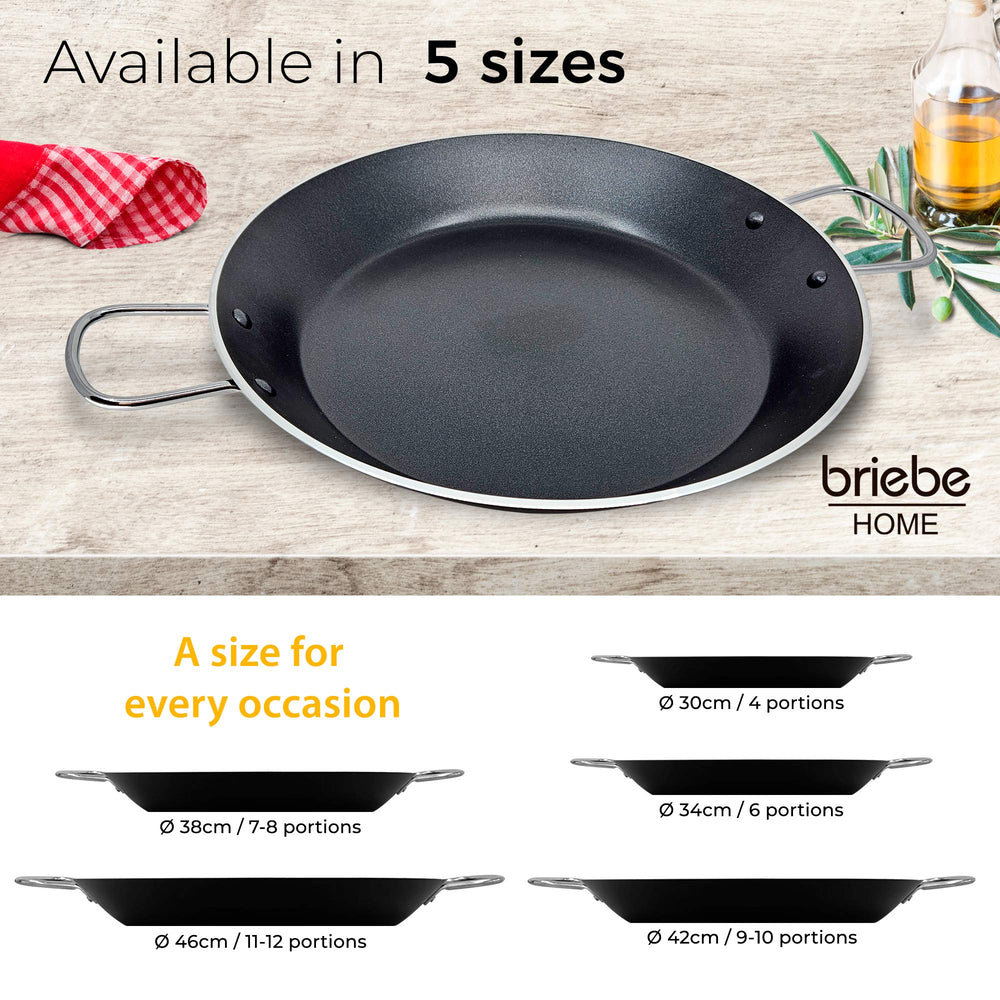 Poêle à Paella à Induction, 30cm, 4 Portions, Antiadhésive sans PFOA, Aluminium  Noir Zafrán - Mathon - 8