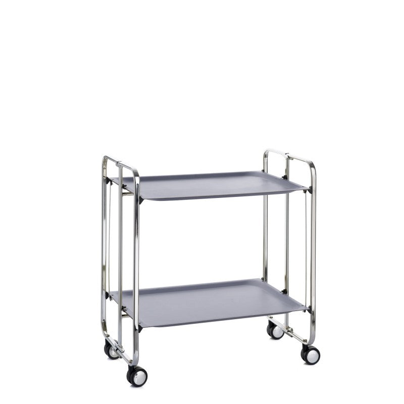 Desserte pliante 2 niveaux avec roulettes – structure chromée, bauhaus Don Hierro - Mathon - 1