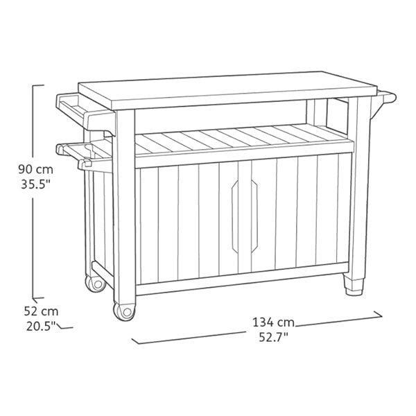 Desserte de jardin en résine et plateau inox 2 portes - Mathon - 7