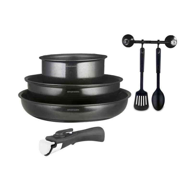 Batterie De Cuisine - Tous Feux Dont Induction -   - Am9582 - Aluminium - Anti-adhésif - 6 Pieces - Poignée Amovib Arthur Martin - Mathon