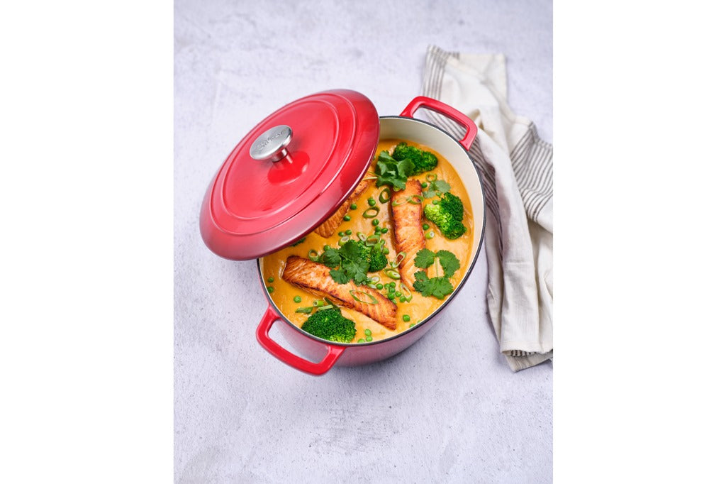 Cocotte ovale en Fonte émaillée, FONTESTIC, Rouge, 31x24 cm - Mathon - 3