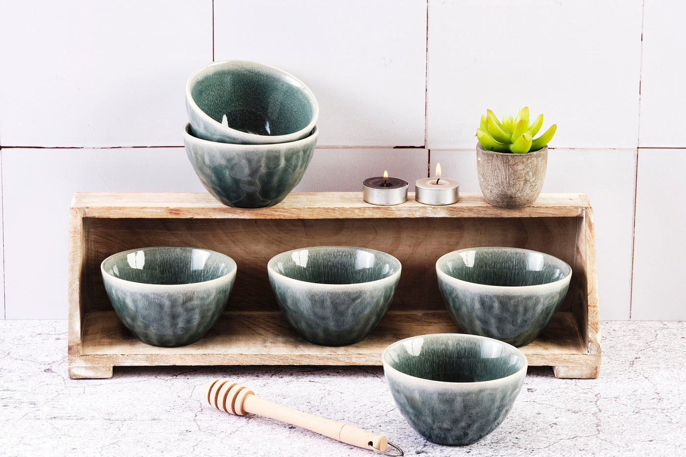 Lot de 6 petits bols en grès bleu D11.5 Björn - Mathon - 2