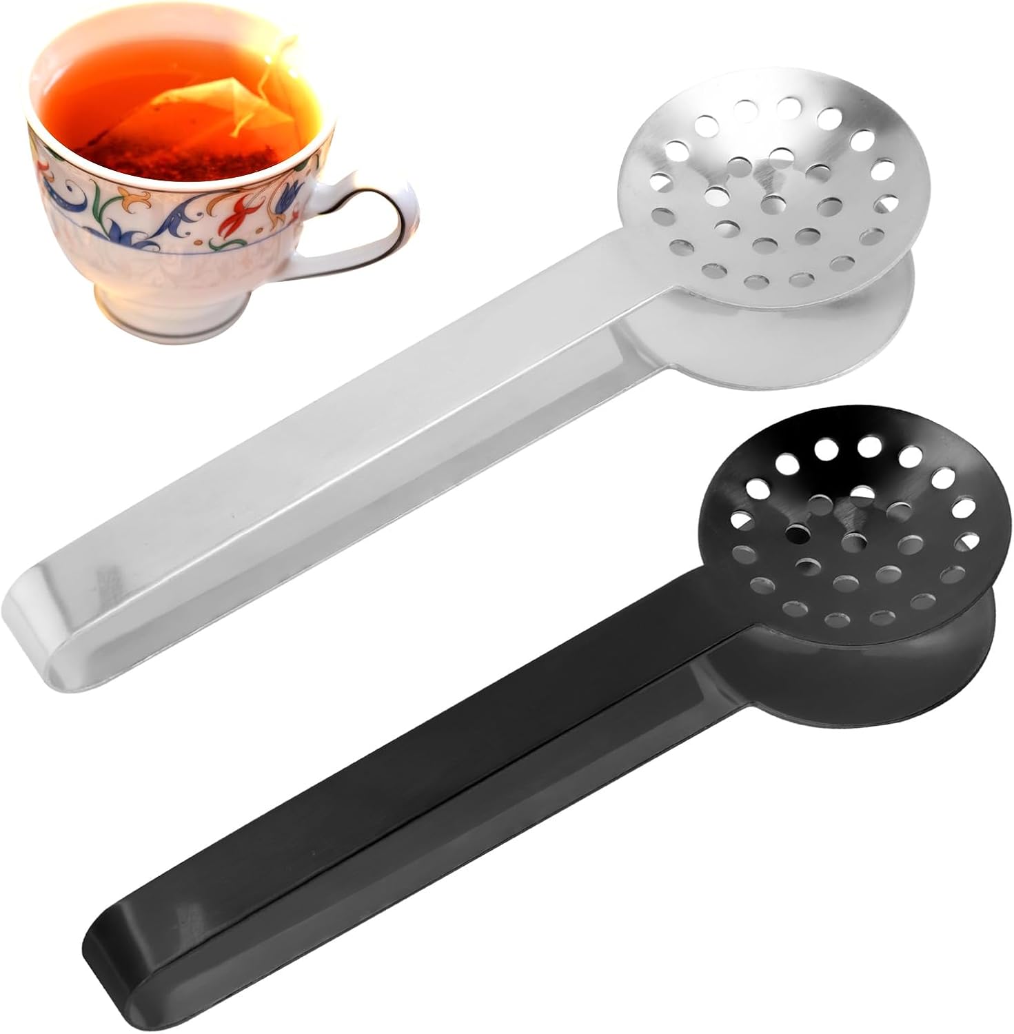 2 pièces Presse-Sachet de Thé en Acier Inoxydable Noir/Gris Vendos85 - Mathon