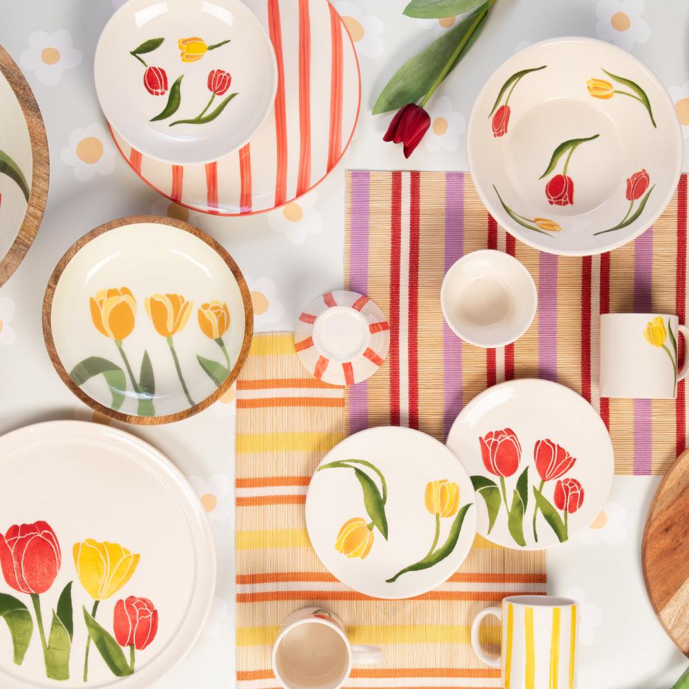 Set de table Bamboo rayé jaune (lot de 2) Amadeus - Mathon - 3