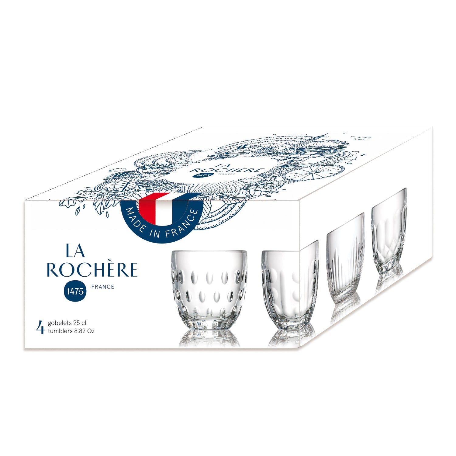 Coffret de 4 verres à eau 4 modèles assortis La Rochère - Mathon - 4