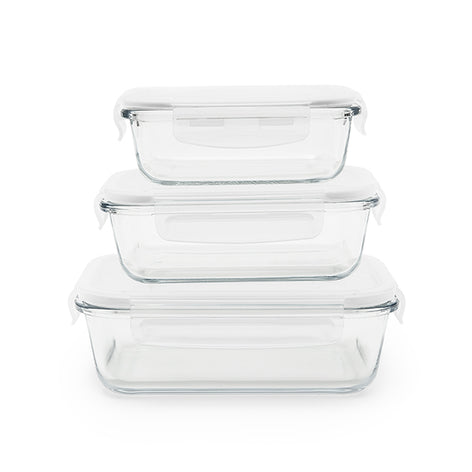 3 boîtes rectangulaires en verre 400, 650 et 1000 ml Pebbly - Mathon - 1