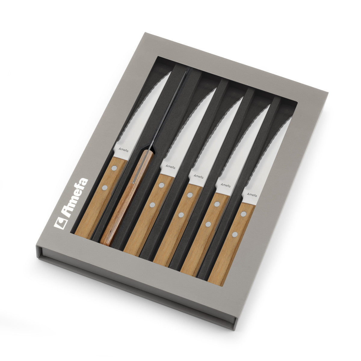 Steak Pizza Bois - Coffret 6 couteaux steak Amefa - Mathon - 4