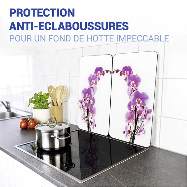 Wenko Lot De 2 Plaques Protection Cuisson - Verre Trempé 52x30 Cm Avec Motif Flamants Et Pieds Antidérapants