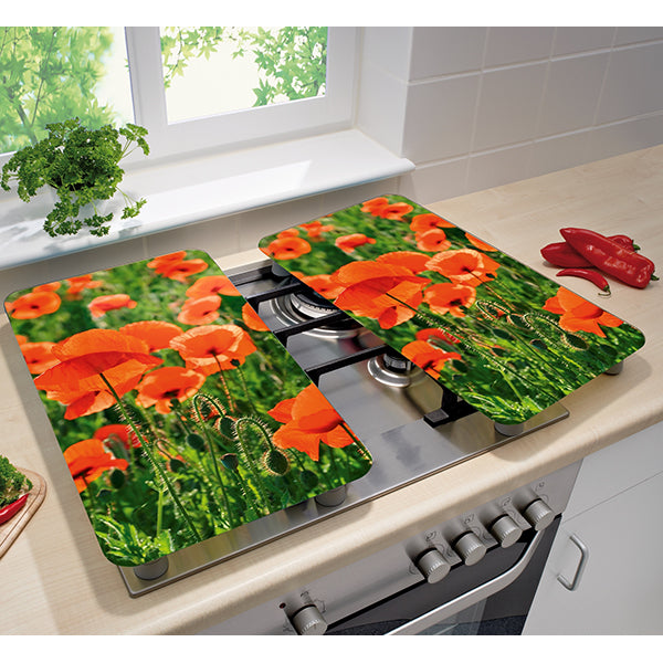 Set 2 couvre-plaques protection motifs Coquelicot Wenko by Maximex - Mathon - 2