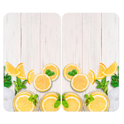 Set 2 couvre-plaques protection motif Citrons Wenko by Maximex - Mathon - 1