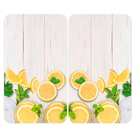 Set 2 couvre-plaques protection motif Citrons Wenko by Maximex - Mathon - 1