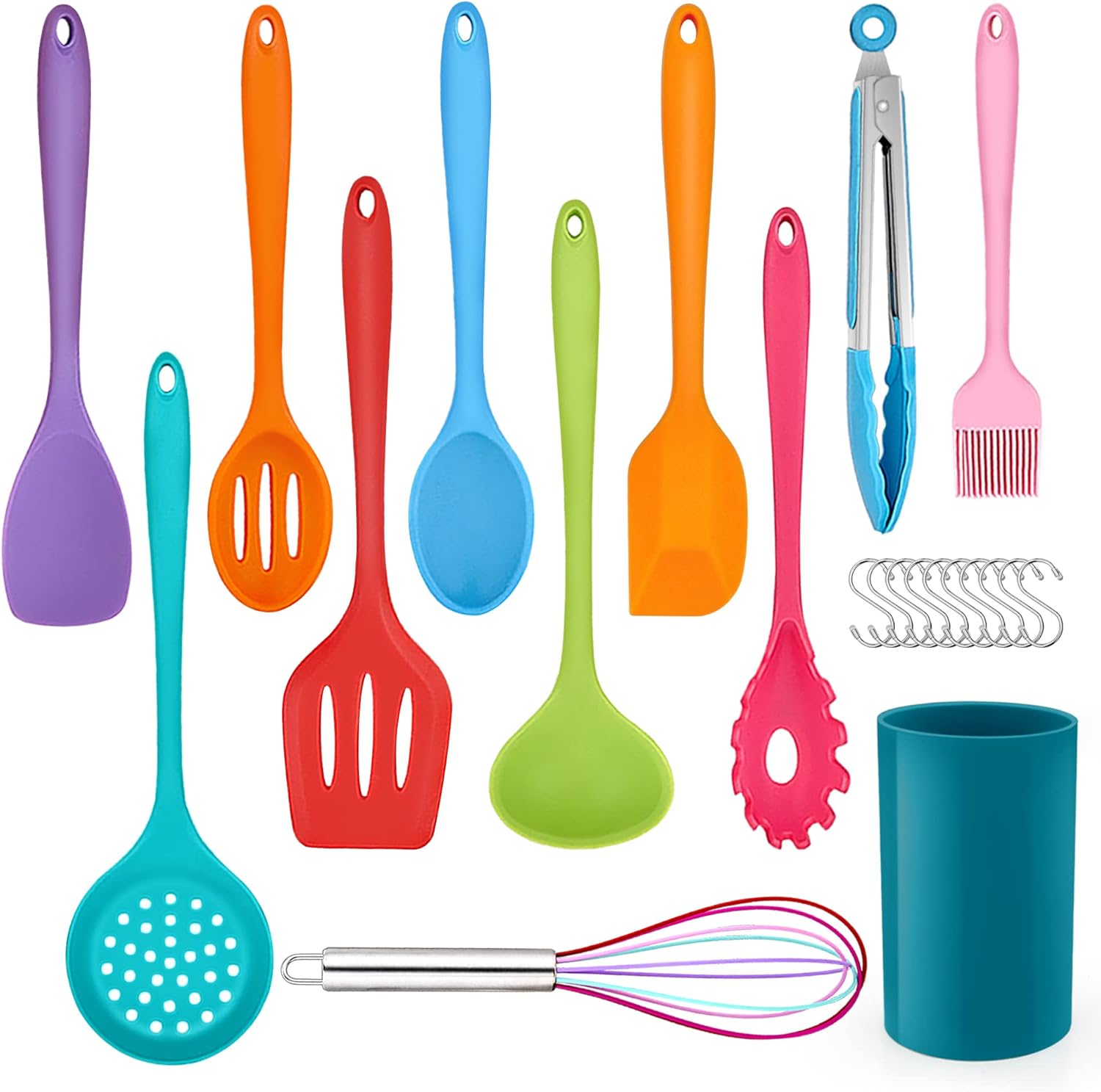 Lot de 22 ustensiles de cuisine en silicone avec support d