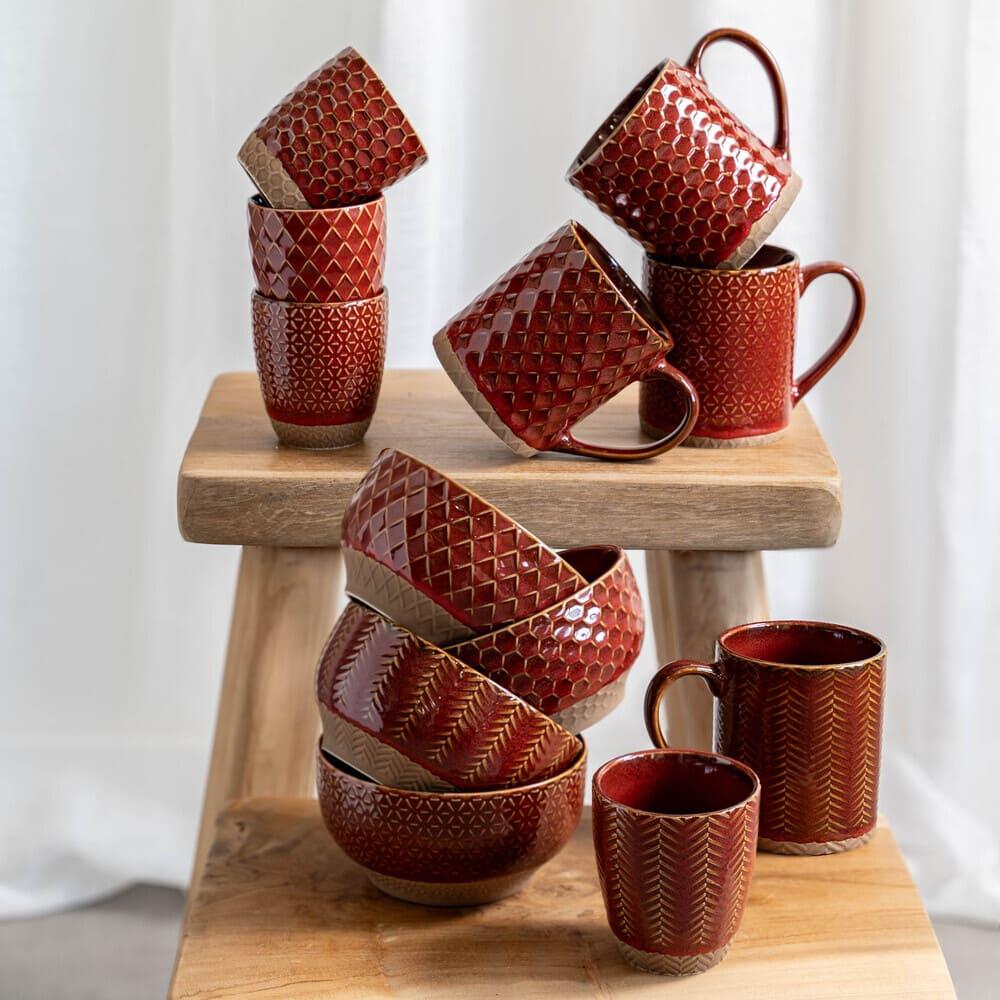 Coffret de 4 coupelles Jaspe Rouge 12 cm Table passion - Mathon - 3