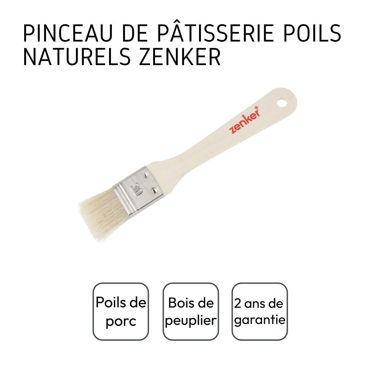 Pinceau de cuisine et de pâtisserie 19 cm en poils naturels Zenker Zenker - Mathon - 4