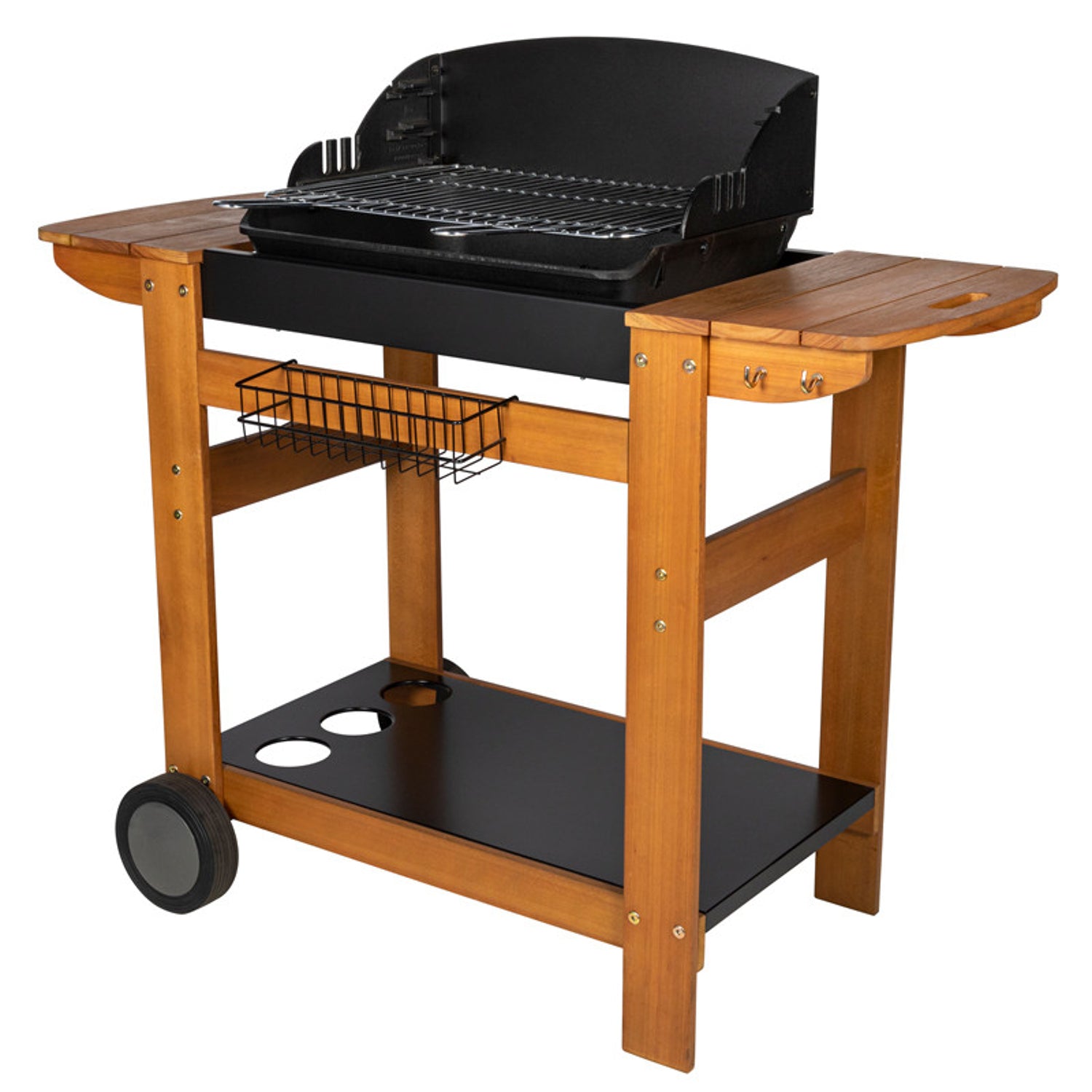 Barbecue au charbon + chariot bois, SENLIS Somagic - Mathon - 1