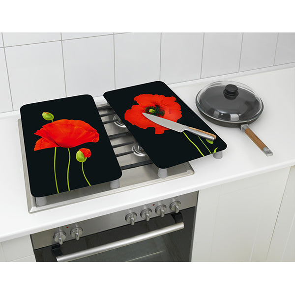 2 couvre-plaques protection motif coquelicots Wenko by Maximex - Mathon - 2