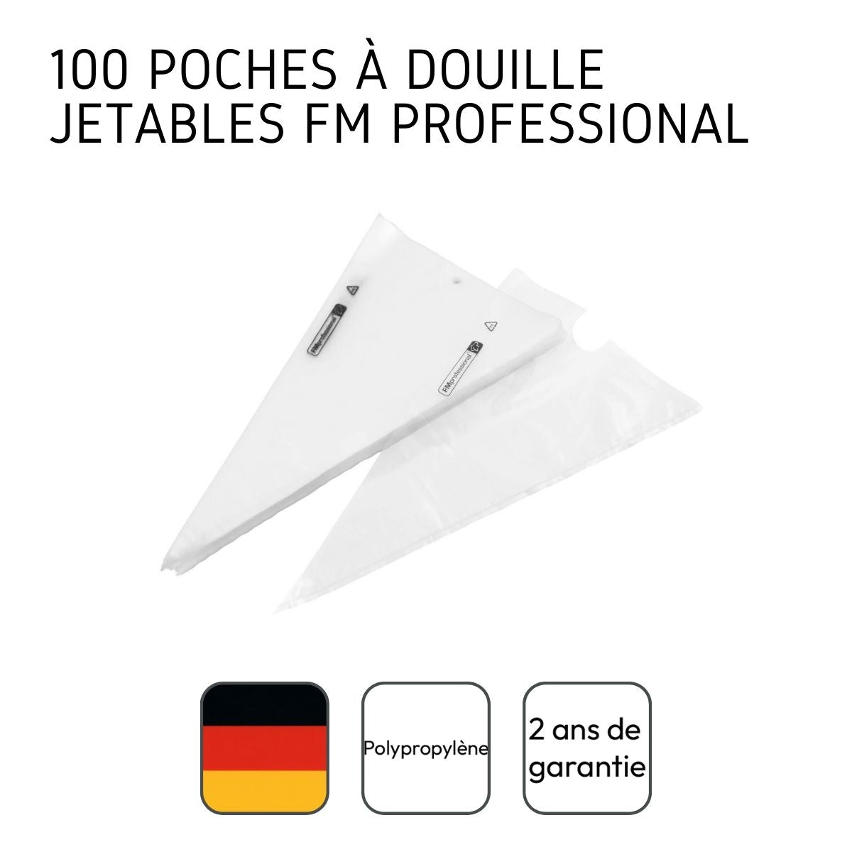 Set de 100 poches à douilles professionnelles jetables 50 cm et Verre doseur transparent en plastique 1 litre Fackelmann - Mathon - 5