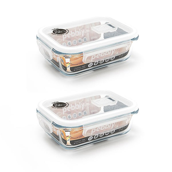 Lot de deux boites rectangulaire en verre 650 ml Pebbly - Mathon