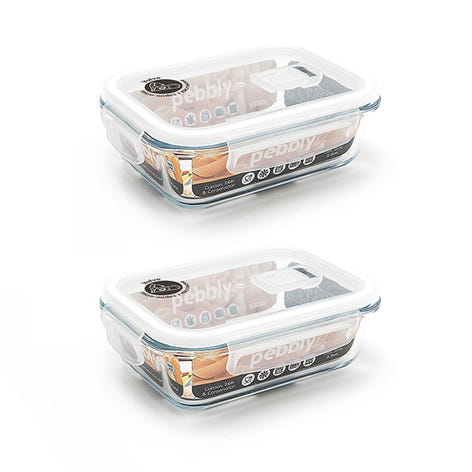 Lot de deux boites rectangulaire en verre 650 ml Pebbly - Mathon