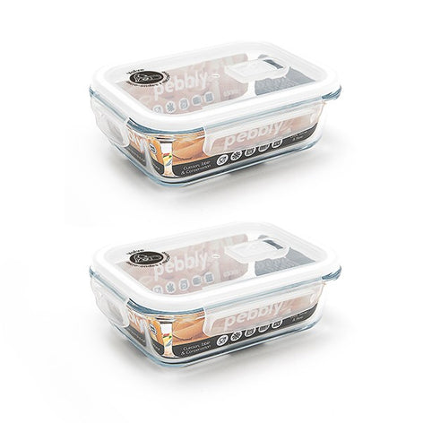 Lot de deux boites rectangulaire en verre 650 ml Pebbly - Mathon