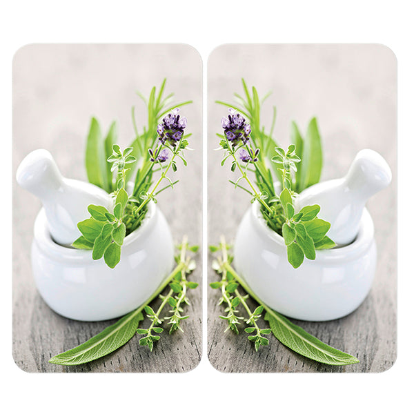 2 couvre-plaques protection motifs Jardin de fines herbes Wenko by Maximex - Mathon - 1