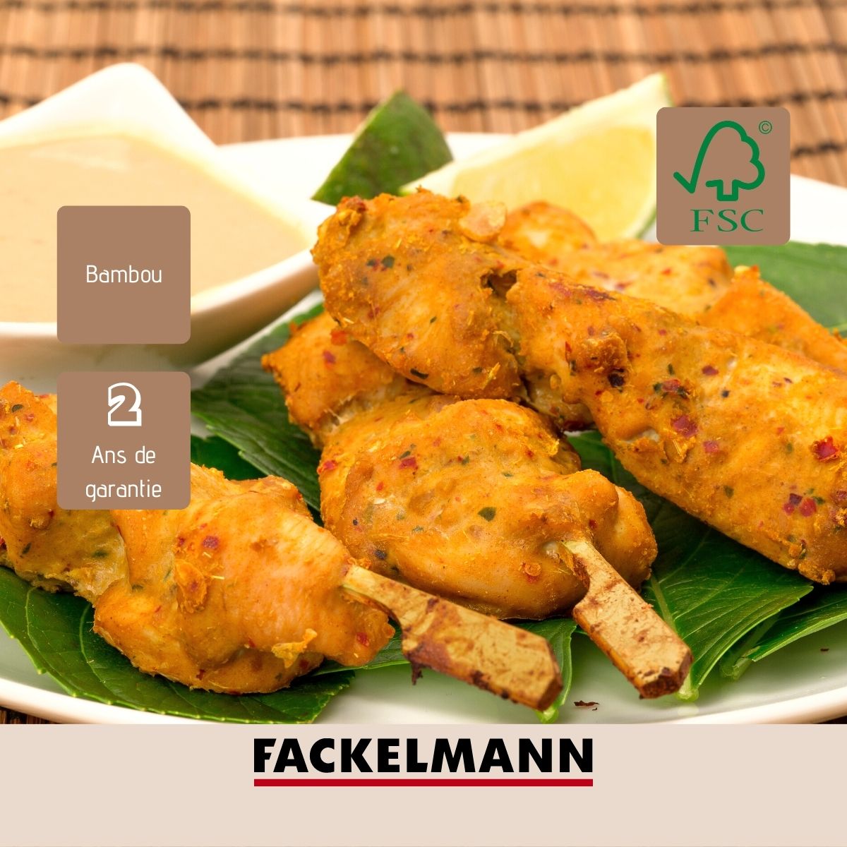 Lot de 100 piques en bois 9 cm  Basic Fackelmann - Mathon - 7