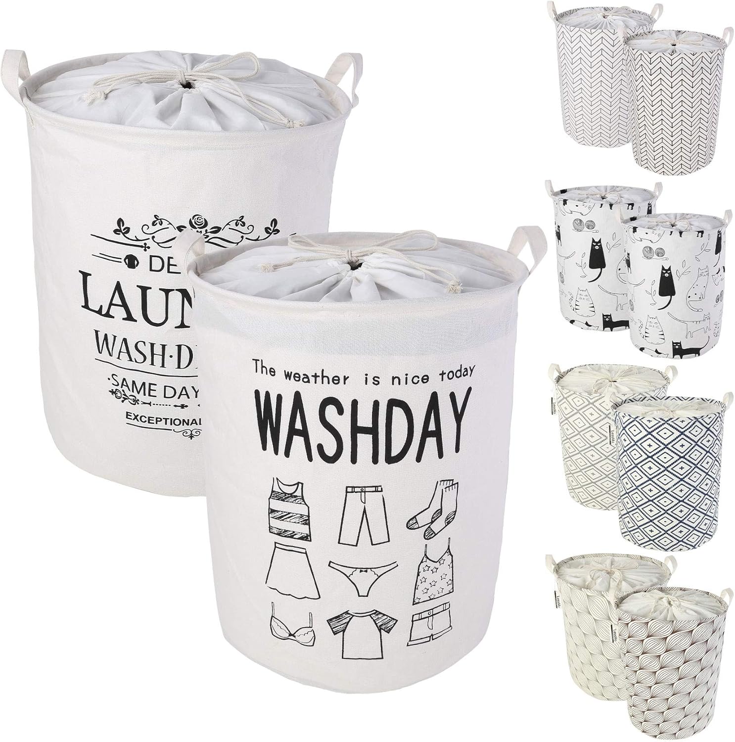 Lot de 2 Paniers à Linge pour Vêtements 60 L Cat-Dog Vendos85 - Mathon