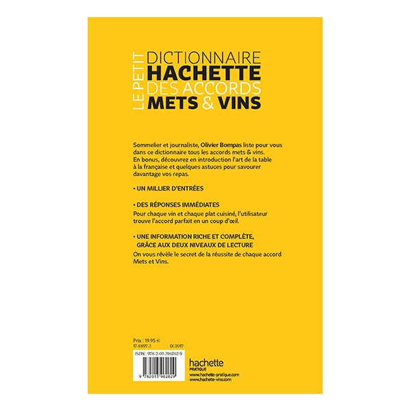 Livre Le petit dictionnaire Mets et vins Hachette pratique - Mathon - 2