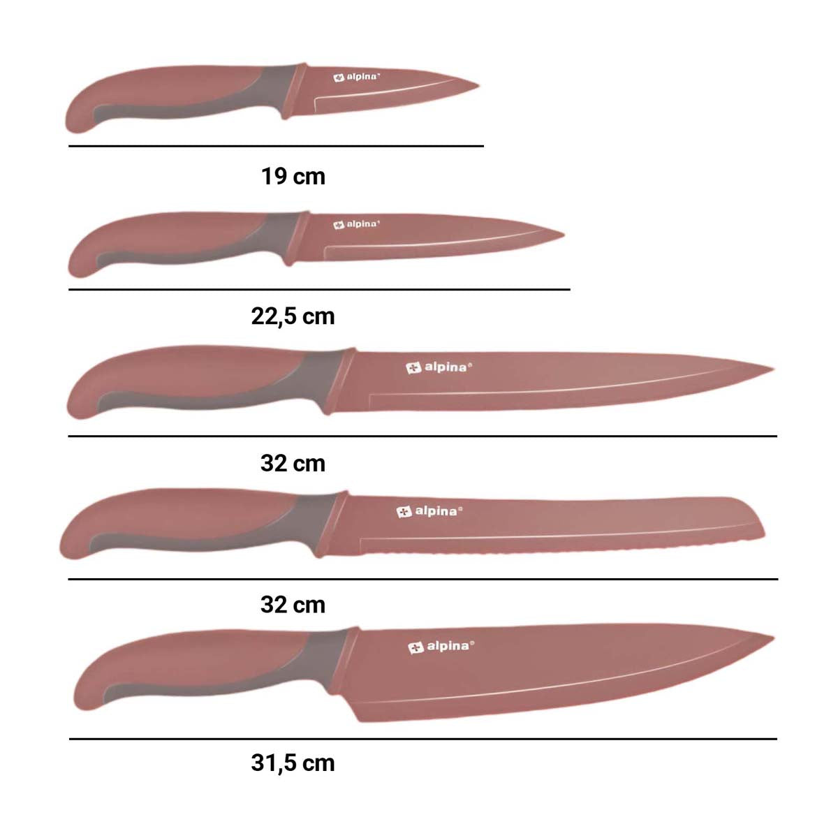 Set de 5 Couteaux Bordeaux Alpina - Mathon - 3