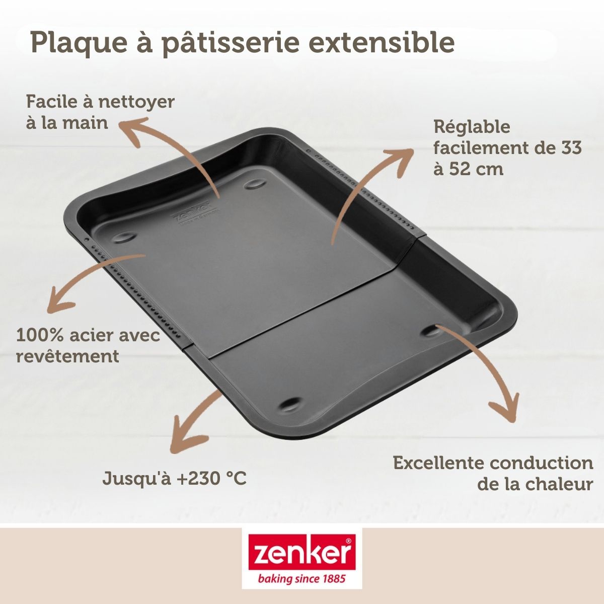 Plaque de four extensible de 35-52 x 32 cm Zenker Black Metallic Zenker - Mathon - 3