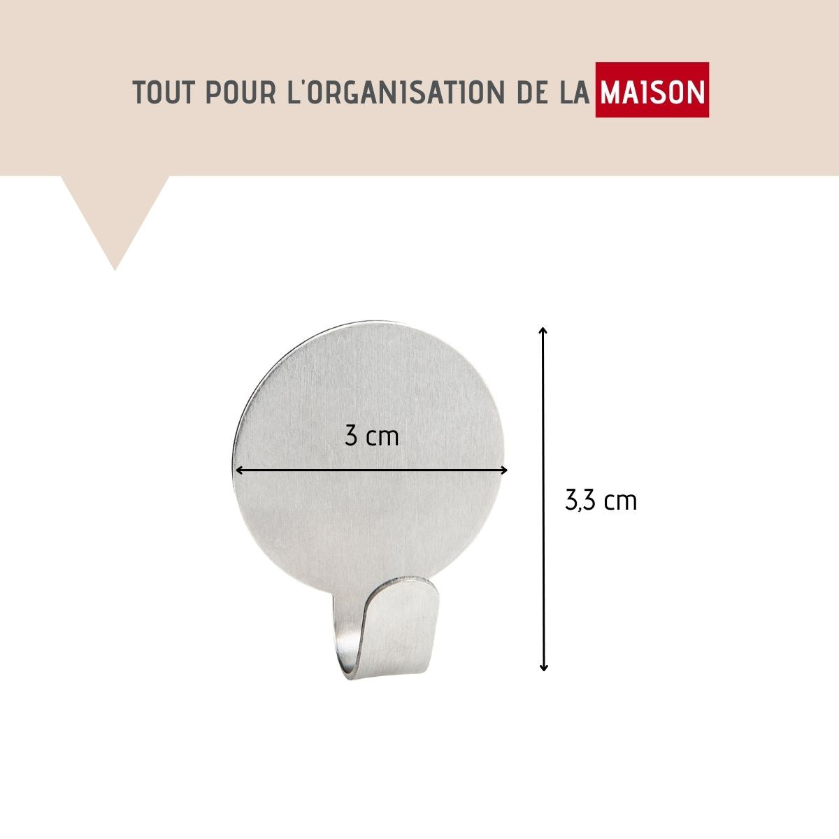 Lot de 3 crochet adhésifs ronds  Tecno Fackelmann - Mathon - 3