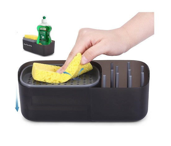 Distributeur de Liquide Vaisselle Cuisine 3 en 1 noir Vendos85 - Mathon