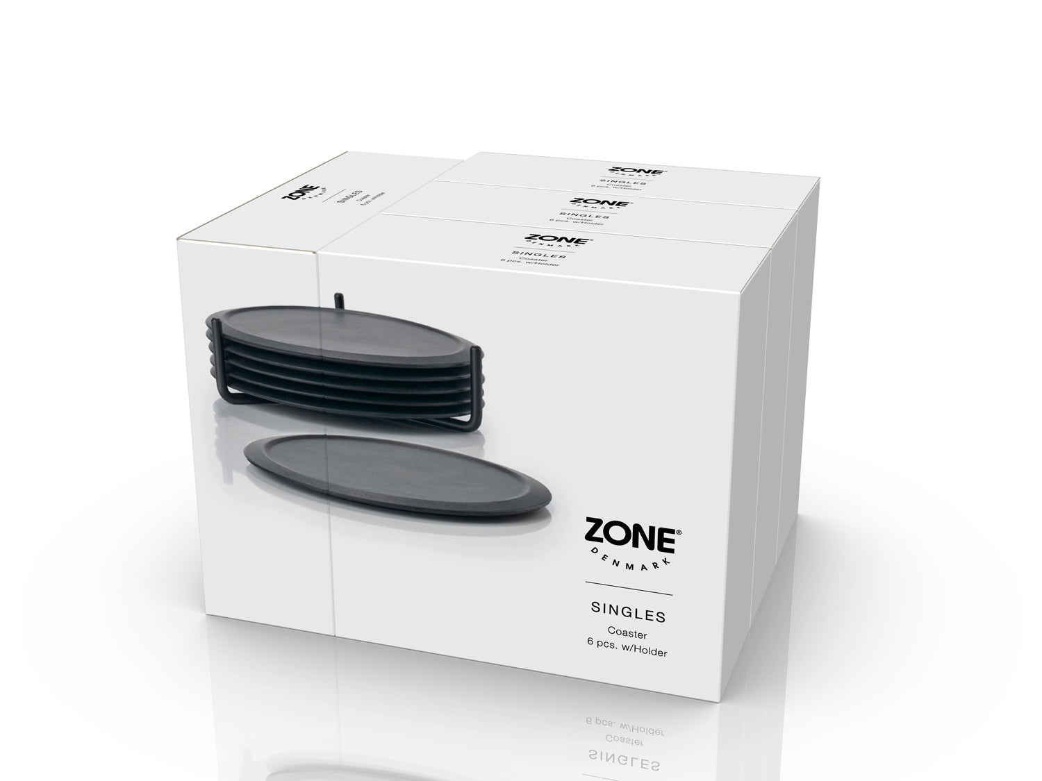 Ensemble de 6 dessous de verre SINGLES et support en silicone et métal Noir Zone Denmark - Mathon - 5