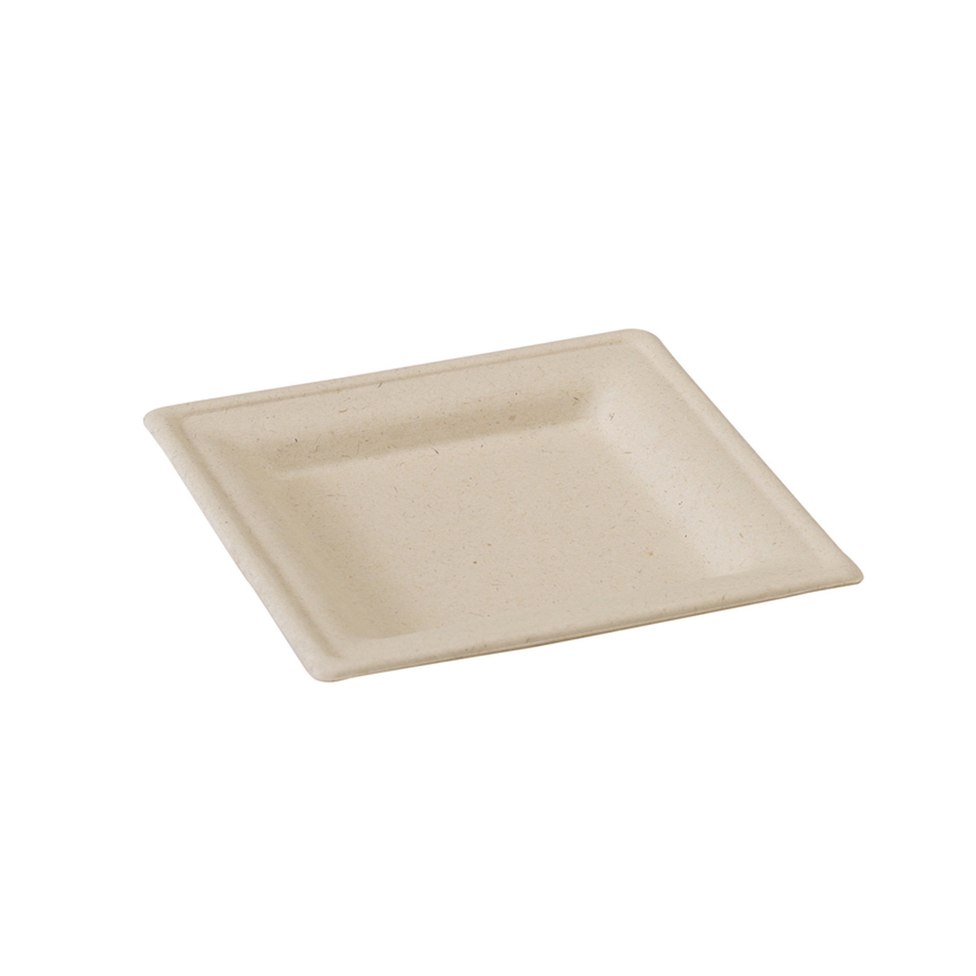 Assiette carrée brune en pulpe 160x160mm FirstPack - Mathon