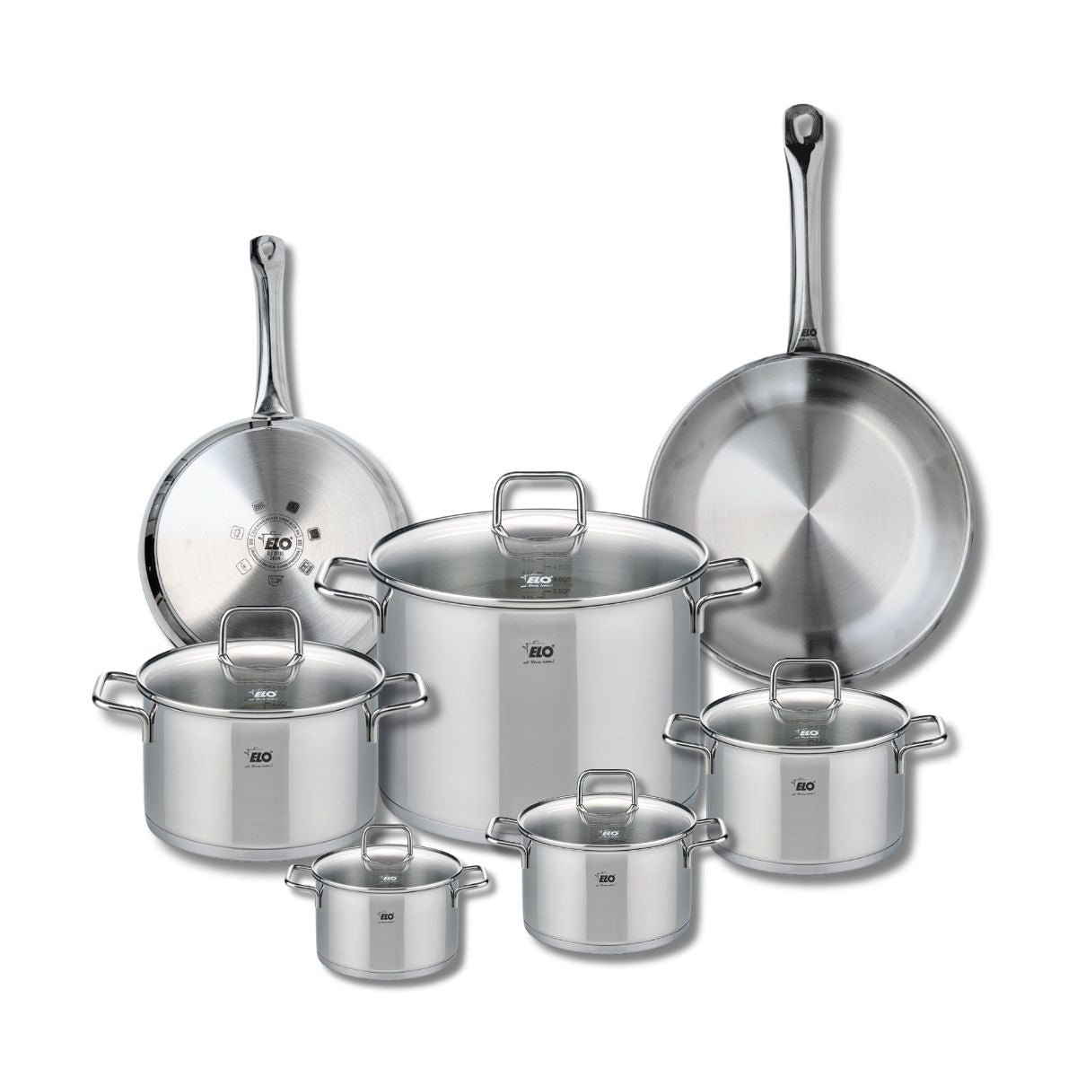 Ensemble de 2 Poêles de cuisson 24 et 28 cm et 5 faitouts 12, 14, 16, 20 et 26 cm  Profi Citrin Elo - Mathon - 1