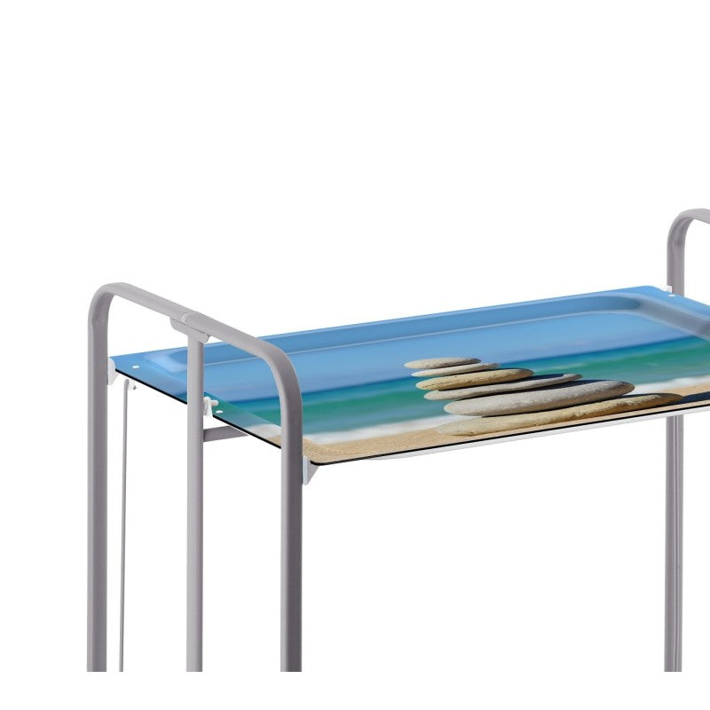 Desserte pliante 2 niveaux avec roulettes – structure gris aluminium, bauhaus Don Hierro - Mathon - 4