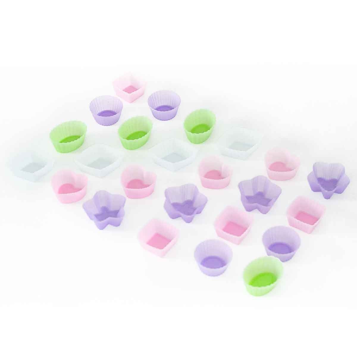 24 moules à gâteaux en silicone couleur pastel Astuceo - Mathon - 3