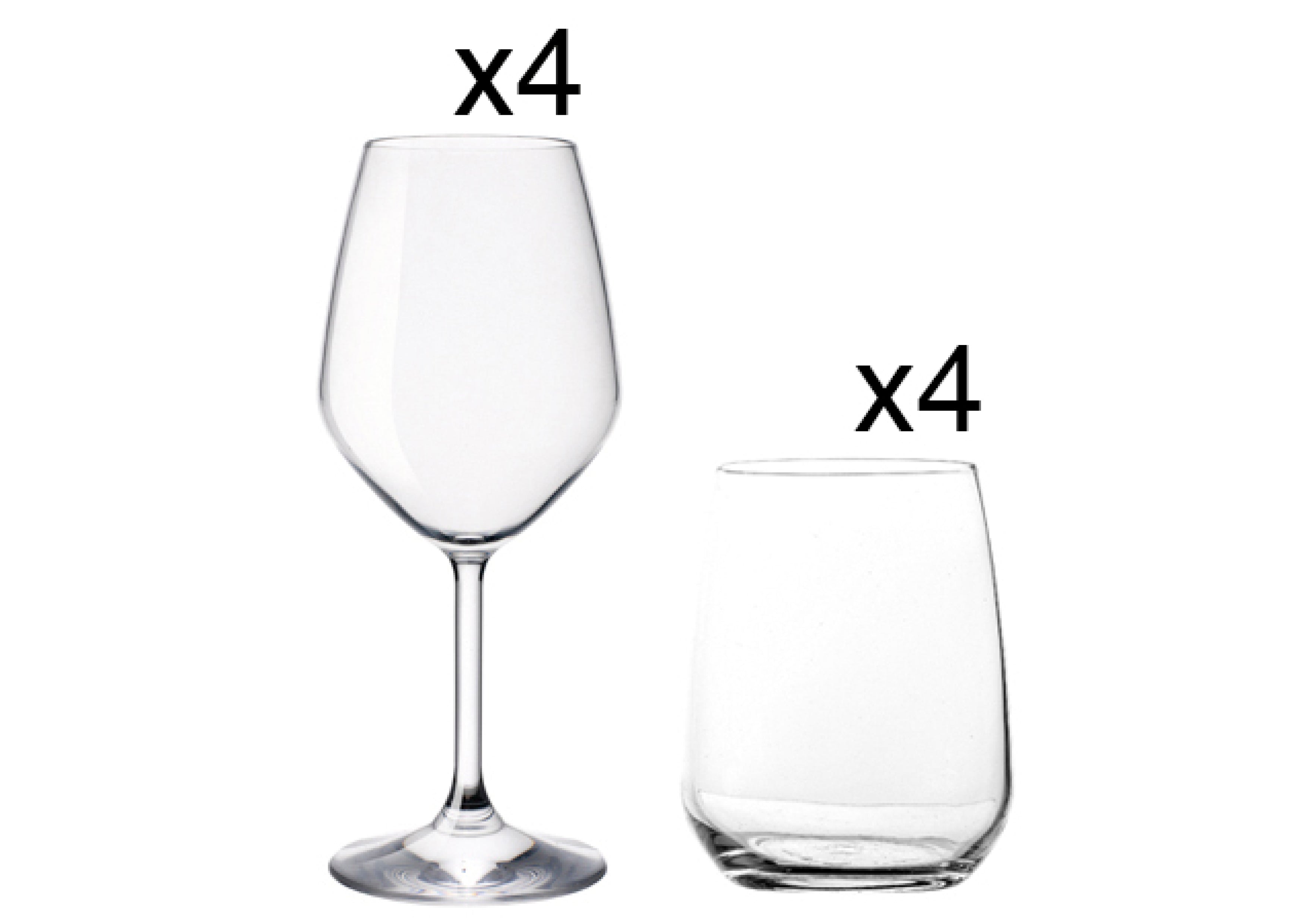 Service de verres, 8 pièces, 4 personnes, RESTAURANT, Bormioli Rocco - Mathon - 1