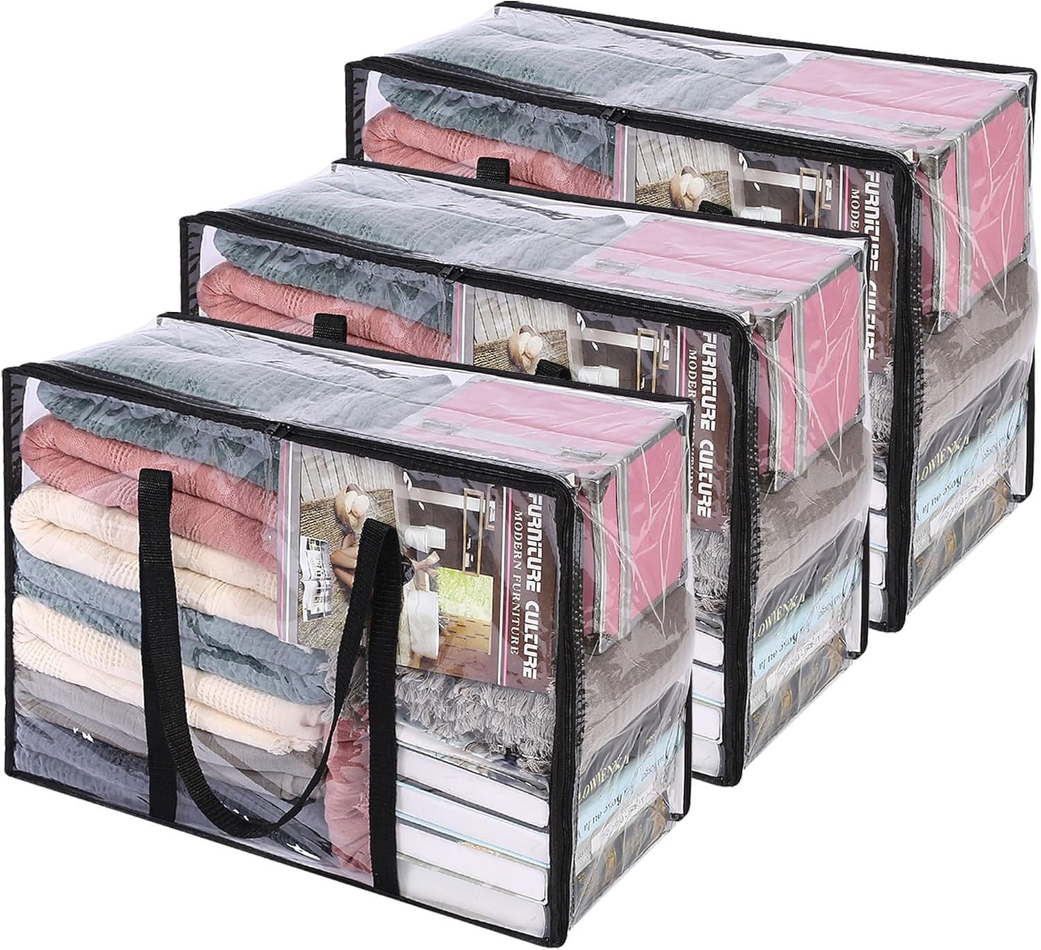 3 Sac de Rangement Sous Lit Transparent 40L Vendos85 - Mathon