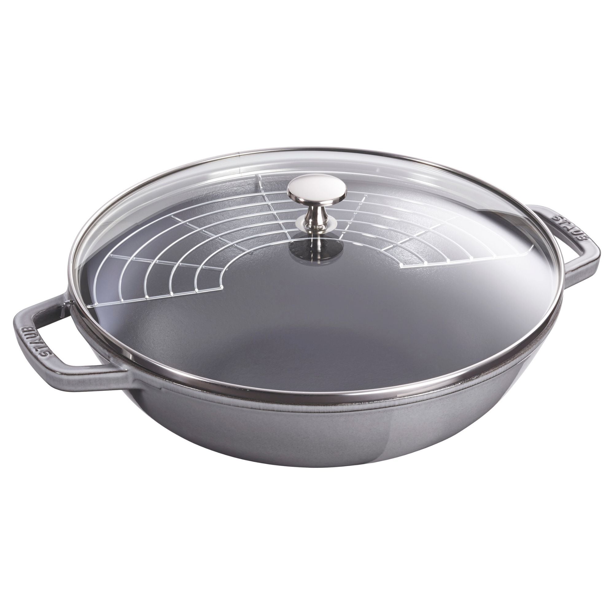 30 cm, Wok avec couvercle en verre, Gris graphite Staub - Mathon - 1