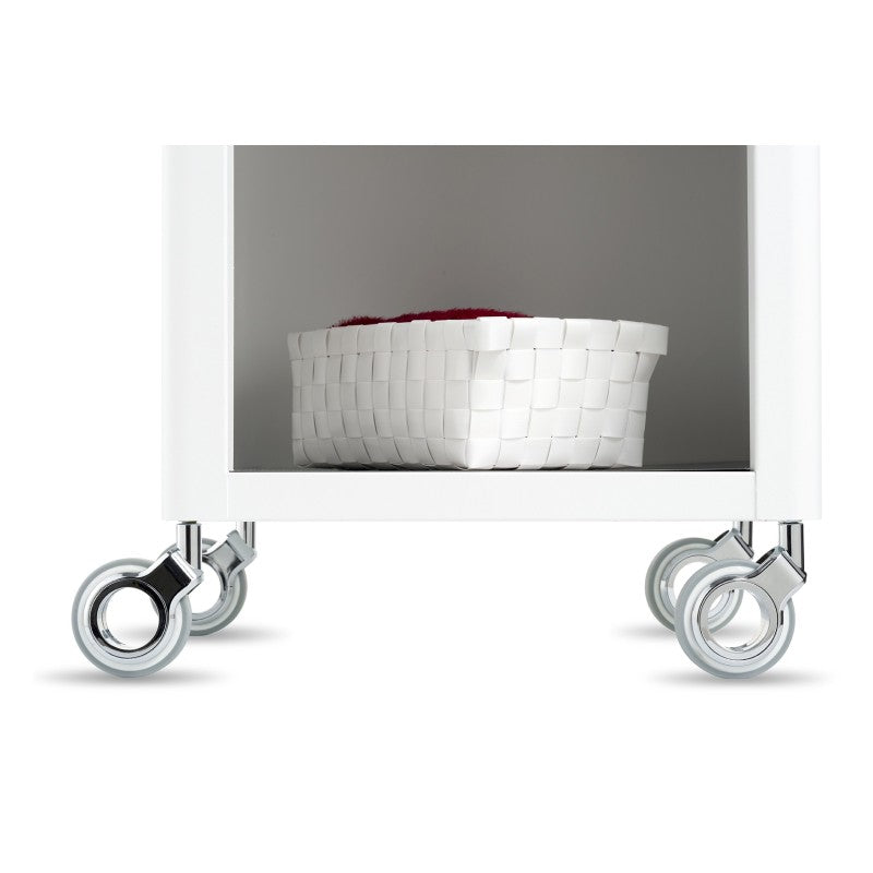 Meuble rangement salle de bain, cuisine, bureau. étagère avec tiroir. style scandinave, 42 x 31 x 82 cm., blanc-inox, thelma Don Hierro - Mathon - 7