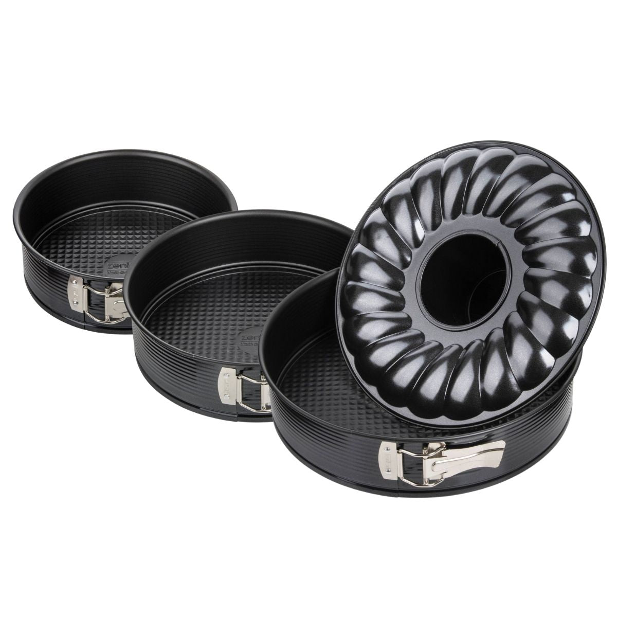 Set de 2 moules à manqué et 1 moule à manqué et savarin diamètres 20, 24 , 28 cm Zenker Black Metallic Zenker - Mathon - 1