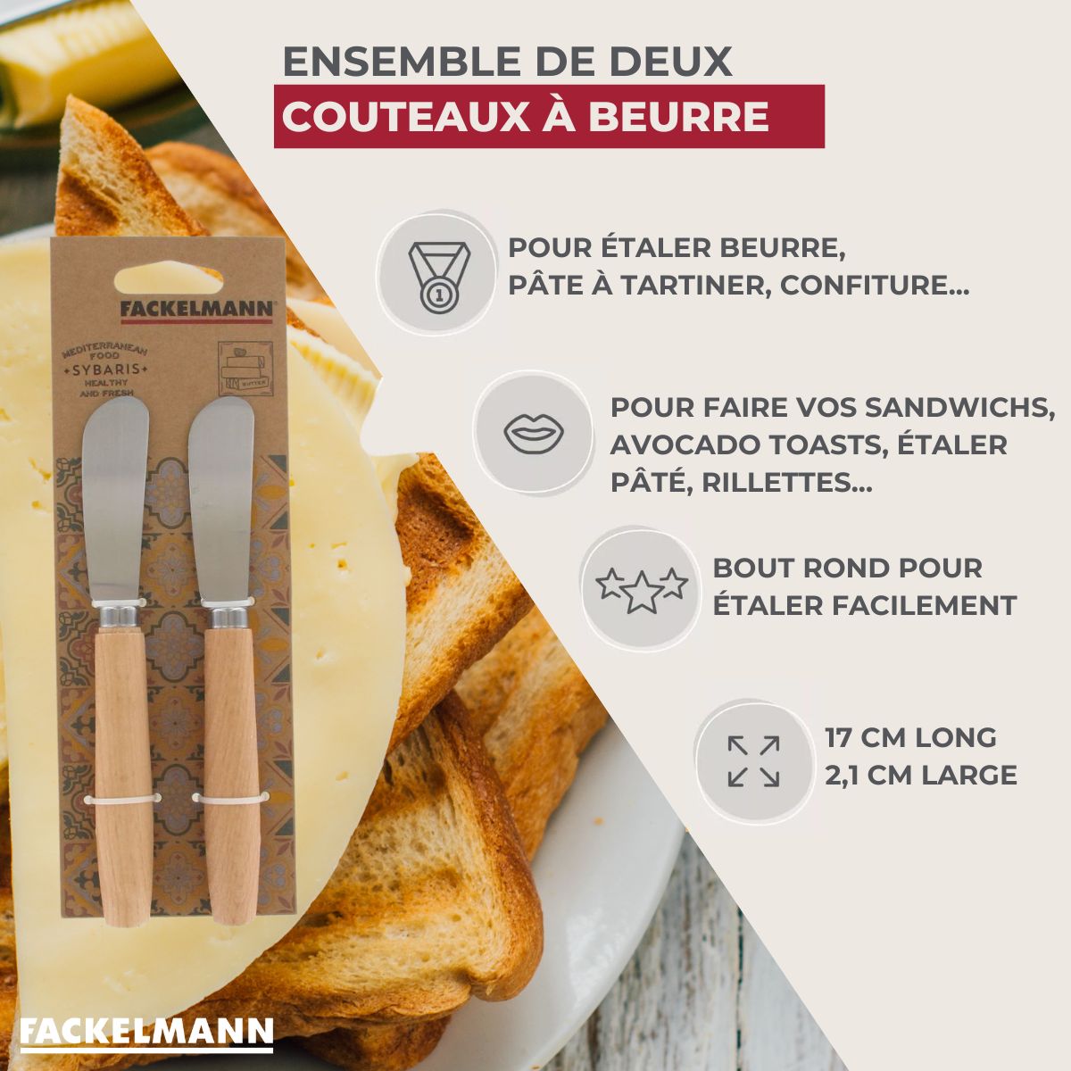 Ensemble de 8 Couteaux à beurre 18 cm  Sybarys Fackelmann - Mathon - 3