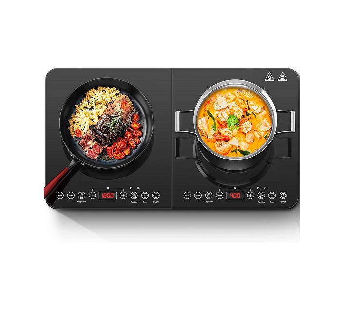 Plaque de cuisson à induction double en verre cristal 3500W noir Vendos85 - Mathon