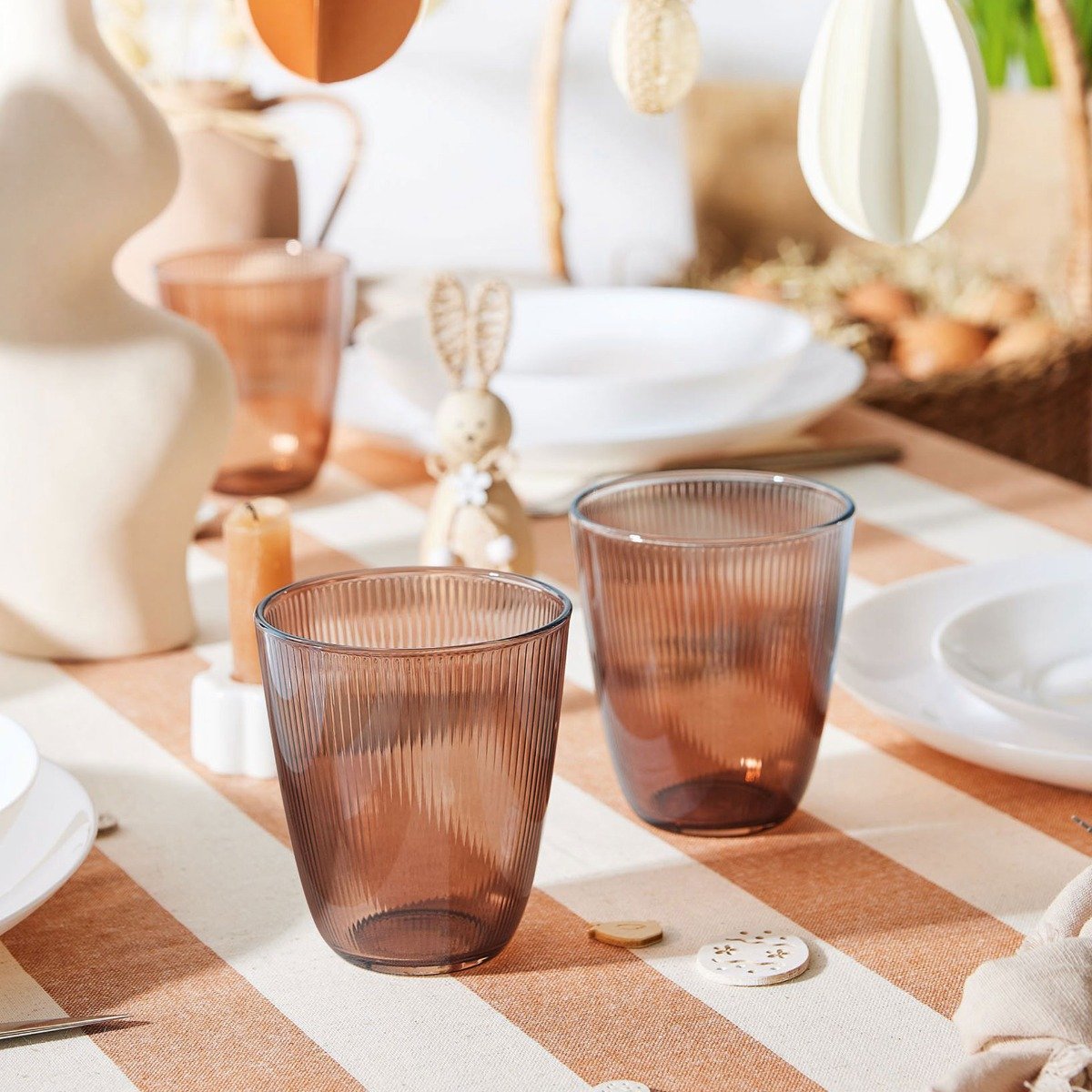 6 verres à eau marrons 31cl Concepto Stripy Agate Luminarc - Mathon - 5