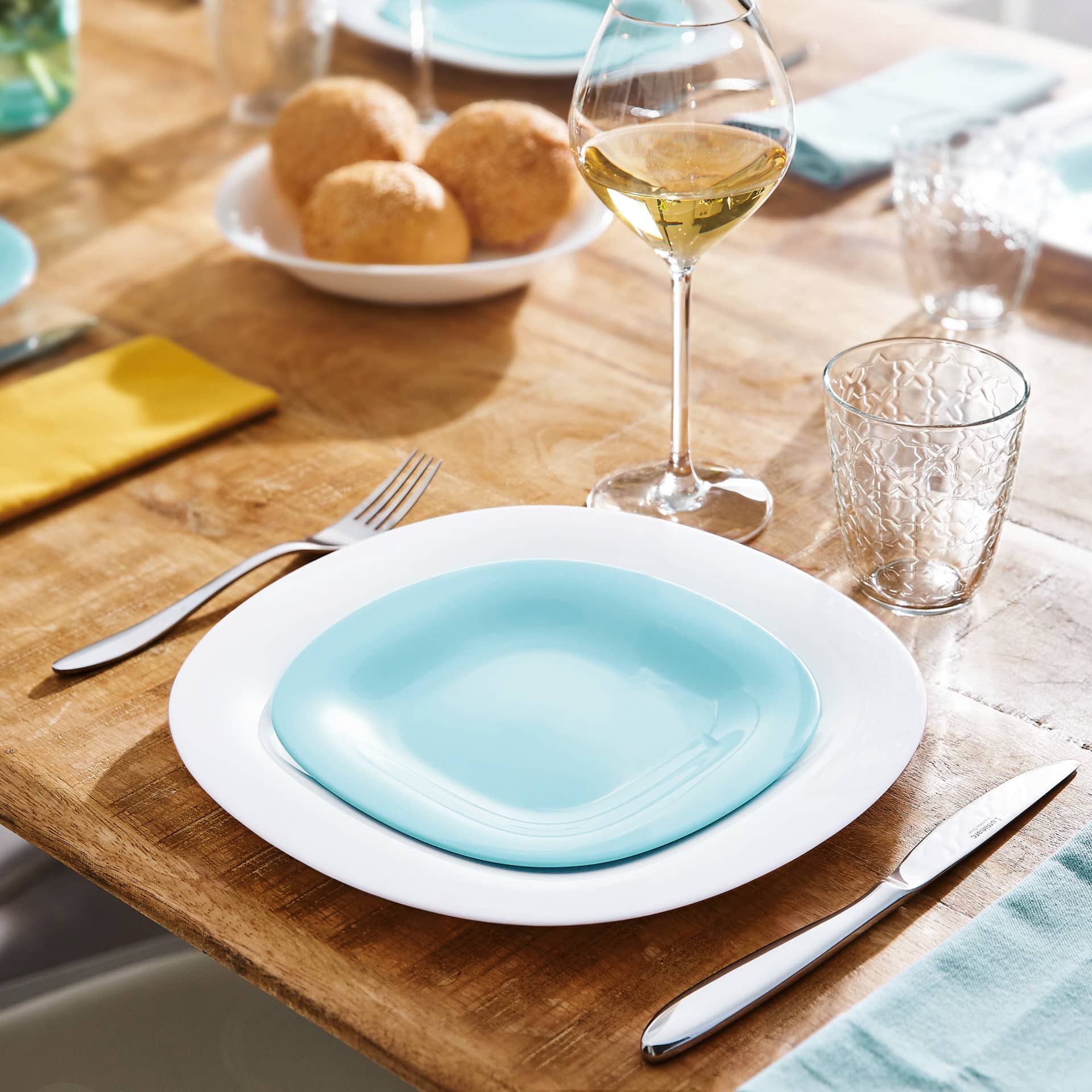 Service de table 19 pièces Carine Light Turquoise & White Luminarc - Mathon - 2