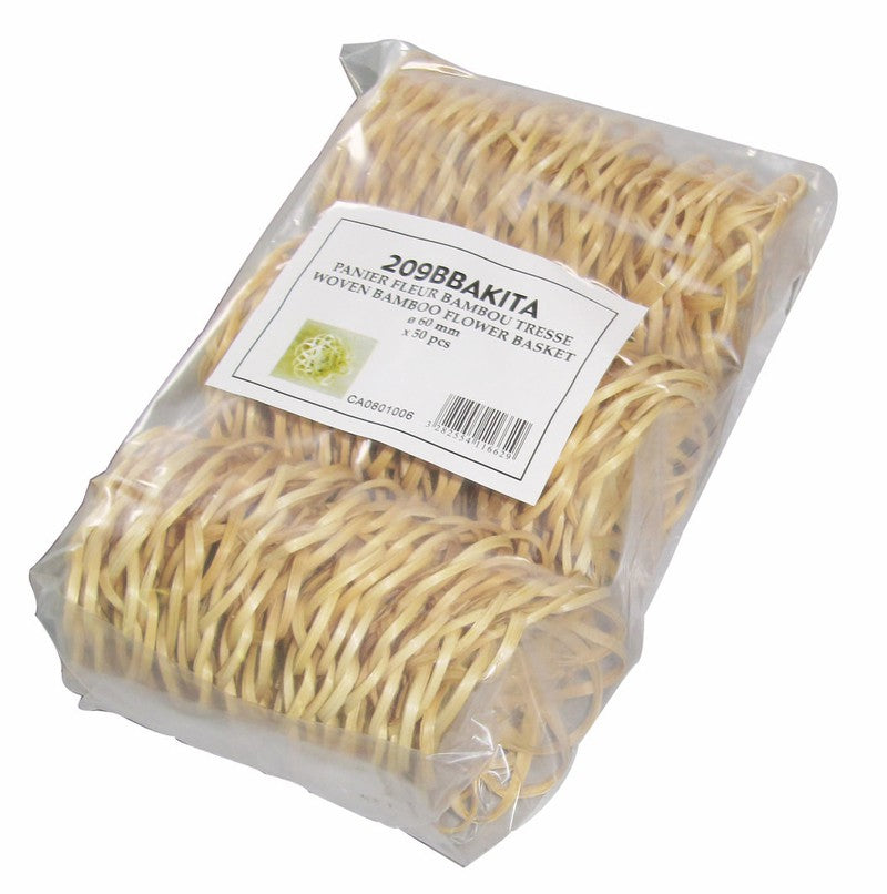 50Pcs - Mini panier bambou tressé "Akita"  H25mm FirstPack - Mathon - 2