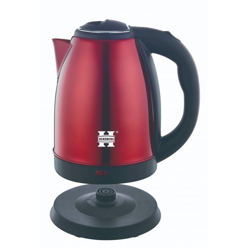Bouilloire électrique 1.8L inox sans fil rouge Herzberg HG5011-RED Herzberg - Mathon - 2