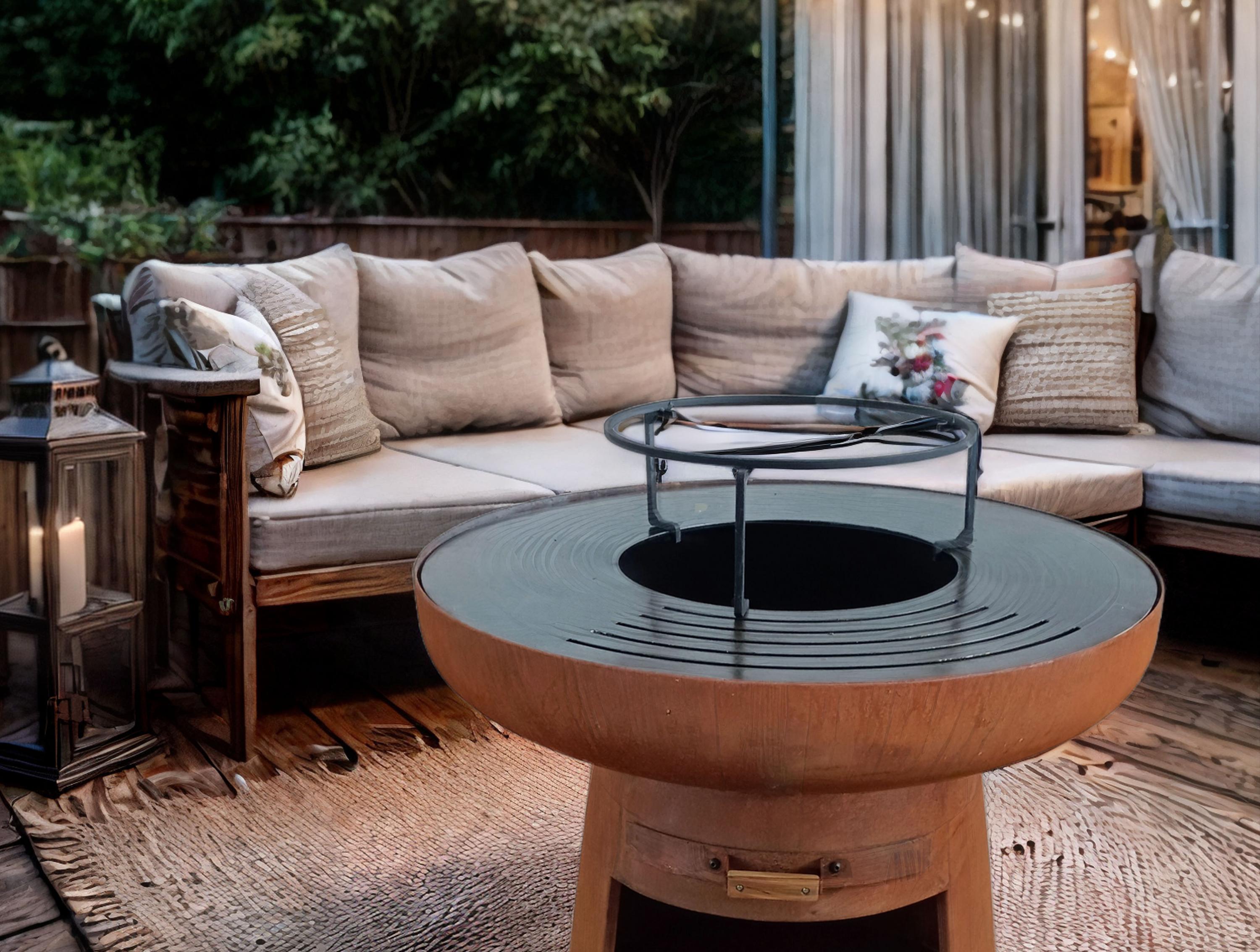 Barbecue rond avec plaque d